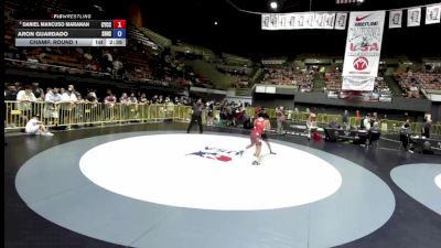 138 lbs Champ. Round 1 - Daniel Mancuso Maranan, Community Youth Center - Concord Campus Wrestling vs Aron Guardado, South Bakersfield High School Wrestling