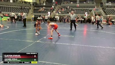 60 lbs Cons. Round 6 - Zayden Ayala, Sebolt Wrestling Academy vs Clayton Staples, Greater Heights Wrestling