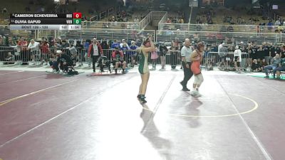 130 lbs Cons. Round 1 - Cameron Echeverria, Miami Beach Senior vs Olivia Gapud, Viera