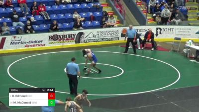 117 lbs 7th Place - Davion Edmond, Diocese Of Erie vs Mason McDonald, General McLane