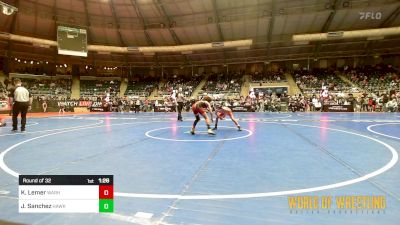 84 lbs Round Of 32 - Kobe Lemer, Warhawk Wrestling Academy vs Jaxon Cash Sanchez, Hawkeye WC