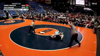 150 lbs Finals (8 Team) - Bruno Cassioppi, Rockton (Hononegah) vs Zach Stewart, Aurora (Marmion Academy)