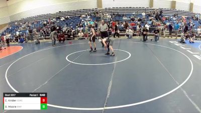 12U Boys - 98 lbs Cons. Round 2 - Carson Krider, Columbia City Wrestling Club vs Garrett Moore, Wentzville Wrestling Federation