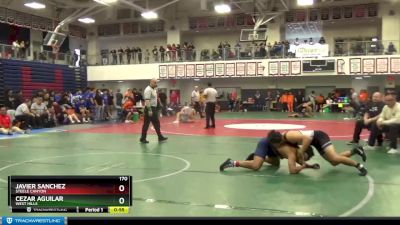 170 lbs 5th Place Match - Javier Sanchez, Steele Canyon vs Cezar Aguilar, West Hills