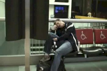 Joe Flo asleep at Phili Airport