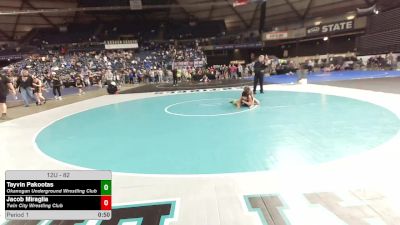 82 lbs Cons. Quarters - Tayvin Pakootas, Okanogan Underground Wrestling Club vs Jacob Miraglia, Twin City Wrestling Club