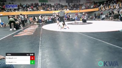 43 lbs Quarterfinal - Silas Boyd, Harrah Little League Wrestling vs Colin Hunt, Standfast OKC