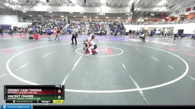 157 lbs Cons. Round 1 - Vincent Cramer, Eastern Oregon University (OR) vs Johnny Cash Thomas, University Of Saint Mary (KS)