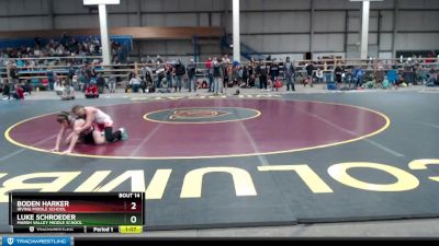 100 lbs Champ. Round 2 - Boden Harker, Irving Middle School vs Luke  Schroeder, Marsh Valley Middle School