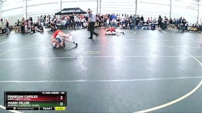 90 lbs Round 2 - Marin Miller, Riverview Elementary School vs Finnegan Capeles, North Liberty School