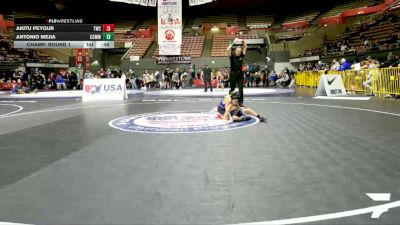 Bantam - 45 lbs Champ. Round 1 - Akitu Peyour, Turlock Wrestling Club vs Antonio Mejia, Central Coast Most Wanted Wrestling Club