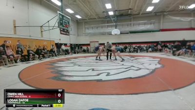 157 lbs Round 2 (6 Team) - Logan Dafoe, Thermopolis vs Owen Hill, Lovell High School