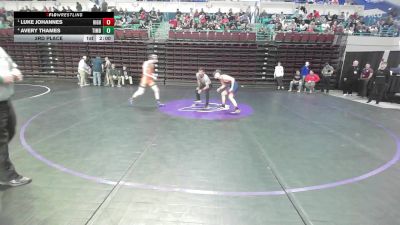 132 lbs 3rd Place - Luke Johannes, High Point Academy vs Avery Thames, Timberland