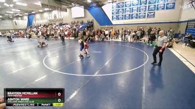 100 lbs Champ. Round 1 - Brayden McMillan, Team Prestige vs Ashton Ware, Stallions Wrestling Club