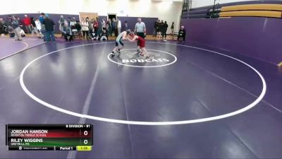 91 lbs Quarterfinal - Jordan Hanson, Riverton Middle School vs Riley Wiggins, Greybull MS