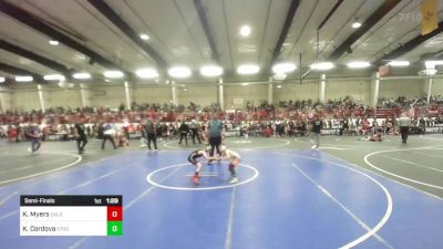 57 lbs Semifinal - Kruizemen Myers, Colorado Outlaws vs Kaius Cordova, Stout Wr Acd