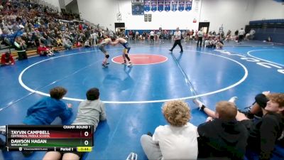 100 lbs Champ. Round 1 - Tayvin Campbell, Centennial Middle School vs Dawson Hagan, Wheatland