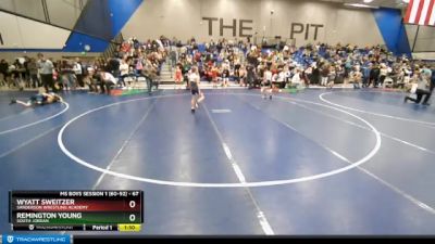 67 lbs Quarterfinal - Wyatt Sweitzer, Sanderson Wrestling Academy vs Remington Young, South Jordan