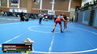 215 lbs Semifinal - Weston Richins, Union vs Jackson Olsen, Mt Ridge