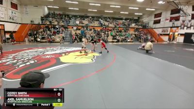 53 lbs Cons. Round 4 - Cotey Smith, North Big Horn Rams vs Axel Samuelson, Riverton USA Wrestling