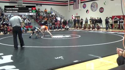 106 lbs Semifinal - Jayden Cline, North Fayette Valley vs Lucas Peters, West Delaware, Manchester