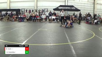 70 lbs Cons. Semi - Hudson Cassiday, ARES Wrestling vs Bryson Cook, Mat Psychos