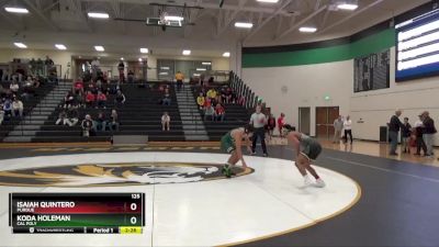 125 lbs Champ. Round 1 - Koda Holeman, Cal Poly vs Isaiah Quintero, Purdue