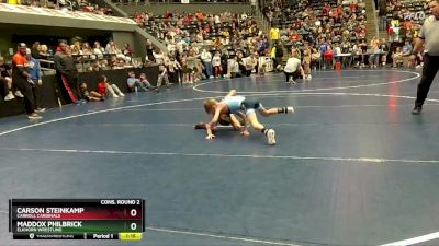 80 lbs Cons. Round 2 - Maddox Philbrick, Elkhorn Wrestling vs Carson Steinkamp, Carroll Cardinals