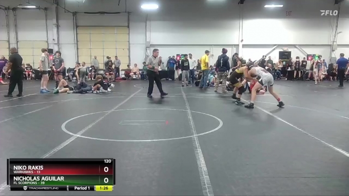 Nick Rakis 120 lbs Round 5 (8 Team) - Nicholas Aguilar, FL Scorpions vs Niko Rakis ...