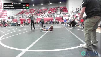 61 lbs Round Of 16 - Matias Chay, Harrah Little League Wrestling vs River Sanders, D3 Wrestling Cluib