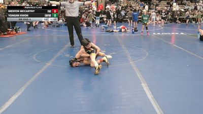 53 lbs Rr Rnd 4 - Weston McCarthy, Falcons Wrestling Club - ESC vs Yongjin Kwon, Empire Wrestling Academy 1 - ESC