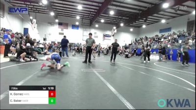 73 lbs Rr Rnd 2 - Kahler Gomez, Marlow Outlaws vs Cyrus Baker, Harrah Little League Wrestling