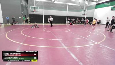 50 lbs Cons. Round 3 - Enzo Richardson, Team Owls Wrestling Club vs Zeke Cheevers, Terminator Wrestling Academy