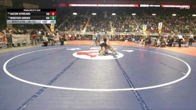 4A-132 lbs Cons. Round 1 - Jacob Stirling, Thunder Basin vs Weston Green, Green River