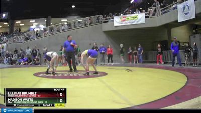 127 lbs Quarterfinal - Madison Watts, Team Aggression Wrestling Club vs Lillimae Brumble, Crook County High School