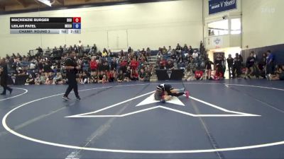 110 lbs Champ. Round 2 - Leilah Patel, Menlo College vs Mackenzie Burger, Southern Oregon University
