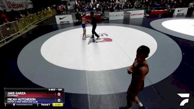 106 lbs Cons. Semi - Jake Garza, California vs Micah Hutcheson, Exeter X-Men Wrestling Club