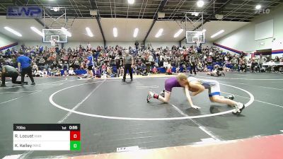 70 lbs Semifinal - Reid Locust, Vian Wrestling Club vs Kaisen Kelley, Pryor Tigers