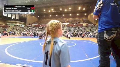 61 lbs Champ. Round 1 - Carson McCulley, Mighty Bluebirds Wrestling vs Quinn Horne, Springdale Youth Wrestling Club