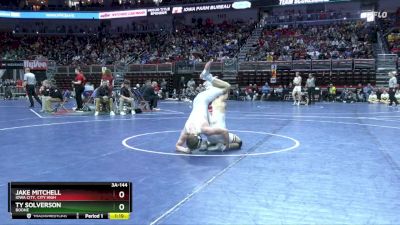 3A-144 lbs 7th Place Match - Jake Mitchell, Iowa City, City High vs Ty Solverson, Boone