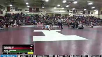120 lbs 11th Place Match - Alex Kirman, Dubuque Senior vs Kole Johnson, Crestwood