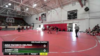 184 lbs 5th Place Match - Danny Cox, Palomar College vs Aoui Pacheco-Delfino, Sacramento City College