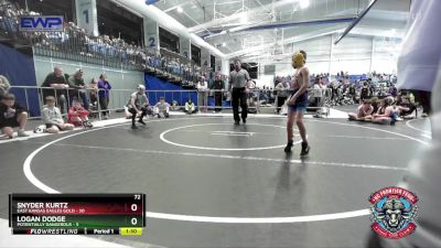 72 lbs Round 3 (4 Team) - Snyder Kurtz, East Kansas Eagles Gold vs Logan Dodge, Potentially Dangerous