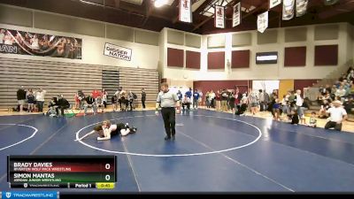 102 lbs Cons. Round 1 - Brady Davies, Riverton Wolf Pack Wrestling vs Simon Mantas, Jordan Junior Wrestling