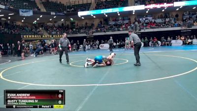 119 lbs Semifinal - Evan Andrew, Mt. Edgecumbe High School vs Gusty Tunguing IV, Koliganek School