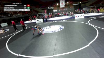 69 lbs Cons. Sub-semis - Surya Johnson, RBWC (Rancho Bernardo Wrestling Club) vs Zoey Clifton, Legacy Wrestling Center