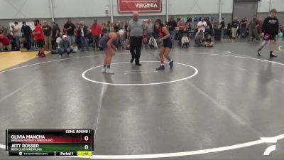 102 lbs Cons. Round 1 - Olivia Mancha, Virginia Patriots Wrestling vs Jett Rosser, Bees Club Wrestling