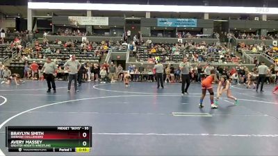 95 lbs Quarterfinal - Braylyn Smith, Sherman Challengers vs Avery Massey, Greater Heights Wrestling