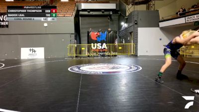 Junior Boys - 144 lbs Cons. Round 6 - Madox Leal, Temecula Valley High School Wrestling vs Christopher Thompson, Ukiah High School Wrestling