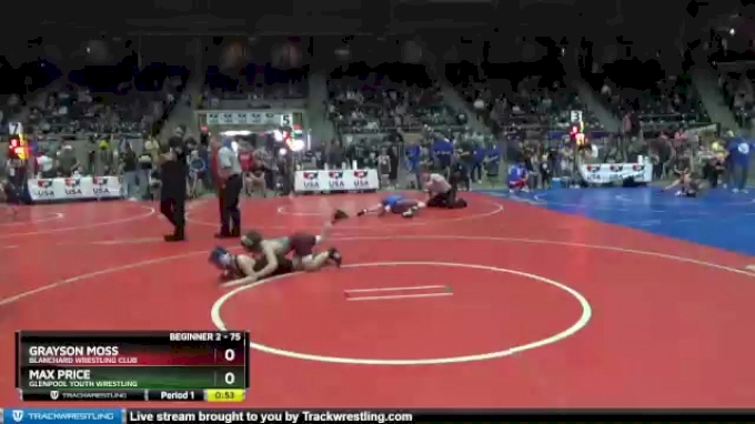 75 lbs Quarterfinal - Max Price, Glenpool Youth Wrestling vs Grayson ...